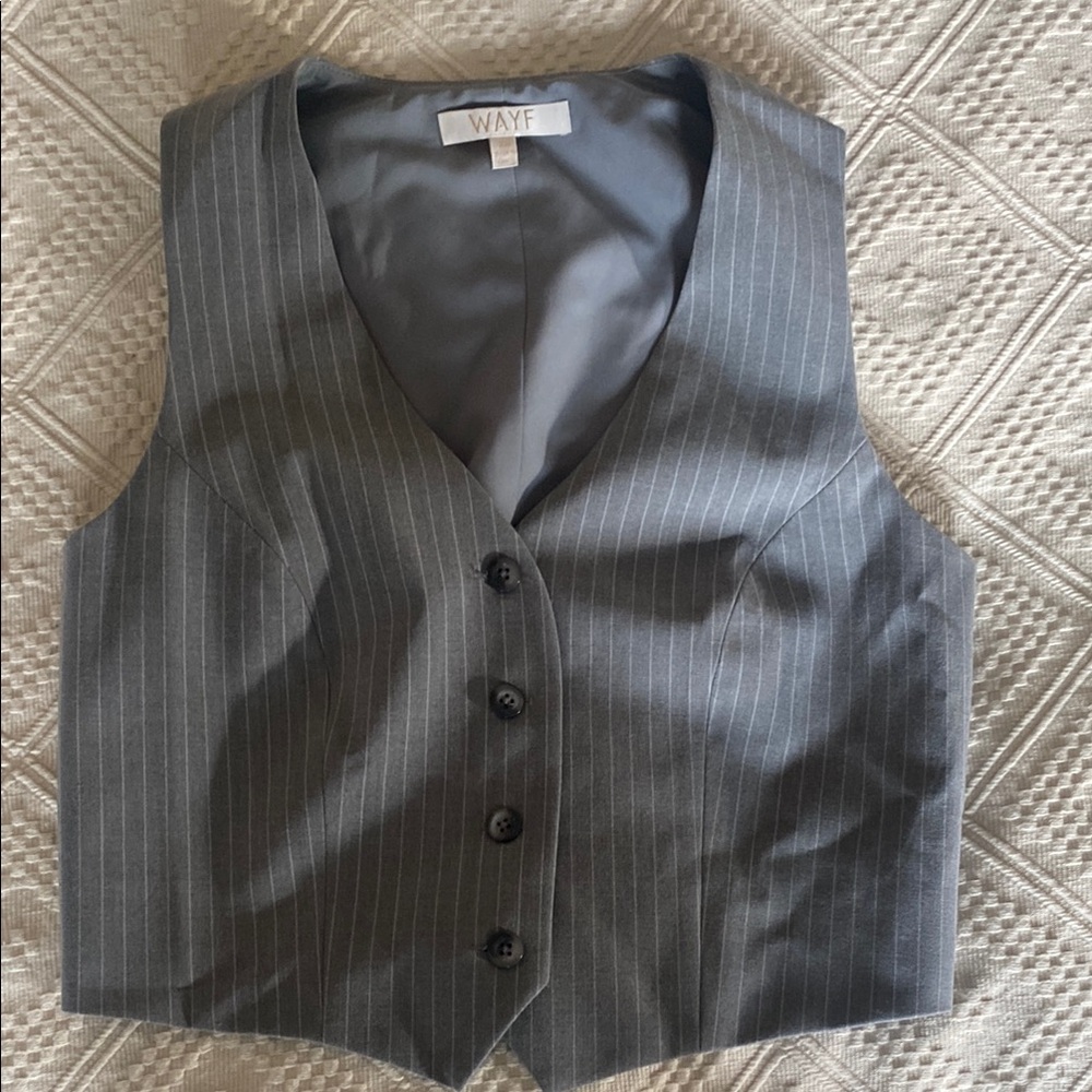 WAYF Gray Pinstripe Vest